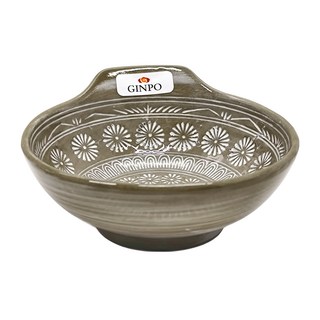GINPO 銀峯 陶器 萬古燒 大碗 12cm x 5cm, 花三島 咖色, 1個