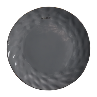 Homely Zakka 北歐輕奢風錘紋金邊陶瓷餐盤碗餐具 小圓平盤, 高級灰, 1個