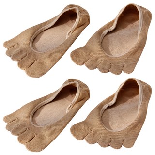 NicoFun 愛定做 桑蠶絲隱形止滑瑜伽五趾襪 女襪 2雙/配色