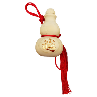 招財進寶 葫蘆掛飾 (小) 天然松木 全長約31cm, DSO-1001-3, 1個