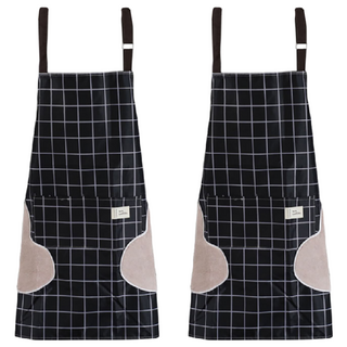 AXIS 艾克思 防水防汙可擦手工作圍裙 72x64.5cm, 黑格, 2件