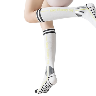 PORA BELLA 女款馬卡龍色運動壓力襪, 黑白, 22~26cm