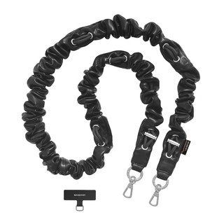 MAGEASY Scrunchie Strap 掛繩 + 掛繩片組, 皮革黑, 1組