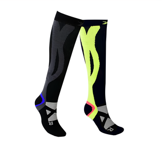 LEADER X 加強漸進式運動長筒壓縮襪，高彈性透氣面料，男女適用, M, 黑綠色, 1雙