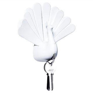 QUALy Peacock-Key Holder 孔雀開屏 鑰匙圈, 白色, 1個