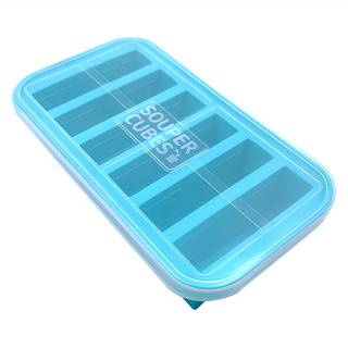 SOUPER CUBES 多功能食品級矽膠保鮮盒 6格, 125ml(1/2-Cup)/格, 耐熱-40~230°C, 湖水綠, 29.5 x 14.5 x 5.7cm, 1個