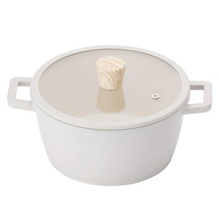 KITCHEN FLOWER IH雙耳湯鍋 IH電磁爐適用, 20cm, 奶油白, 1個