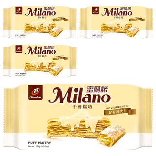 77 Milano 蜜蘭諾 千層鬆塔，白巧克力風味佐杏仁粒，128g, 4袋