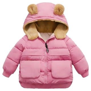 兒童款 羽絨棉小熊外套, 120碼(105~115cm), 粉色, 1件