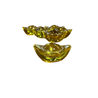 開運招財黃水晶元寶組，3.5公分元寶六入，居家辦公室風水擺件，助您財源廣進, 4組