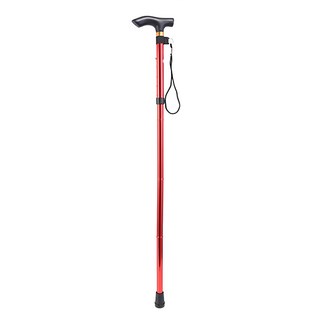 鋁合金可折疊五節登山杖,輕巧堅固,高度可調,舒適握把,紅色, 1支, 85~95cm