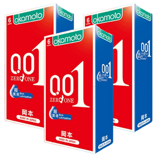 okamoto 岡本 0.01RL超潤滑保險套, 6個, 3盒