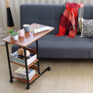 EASYHOME 防潑水耐熱美學 5774 IRON文 边桌, 胡桃色