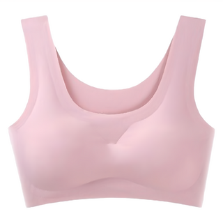 背心款冰絲內衣 Set 2, 親膚涼感, 輕薄透氣, 無鋼圈, XL, 粉色