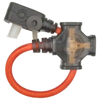 CENTENARY 成電牌 1對3座耐熱動力軟線, 耐熱阻燃線材, F型平貼式插頭, 過載自動斷電保護, 0.3m, 橘色, 1條