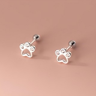 Hermosa J 迷你腳掌方晶鋯石穿刺耳環 E082 + 收納盒