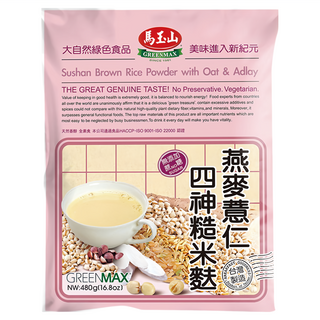 馬玉山 燕麥薏仁四神糙米麩, 無添加糖, 全素食, 480g, 1包