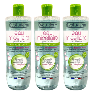 EvoLuderm 潔膚卸妝水 控油調理 混合性至油性肌膚適用, 500ml, 3瓶