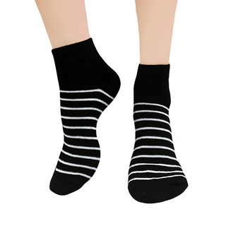 An Dou 安多 免洗船襪 - 超大腳款 高棉感 時尚兩色 便利 潔淨 乾爽, 條紋, XL (28cm)