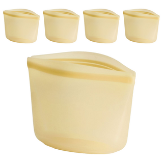 stasher 碗形矽膠密封袋-XS-黃，236ml, 可用於微波爐、烤箱、洗碗機, 5個