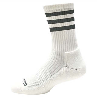 Socks Pill 除臭機能抑菌科技 全氣墊毛巾運動長筒襪, 條紋白, M