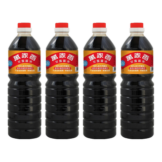 萬家香 甘露醬油，100%純天然釀造，使用非基因改造黃豆，不添加防腐劑、焦糖色素, 1L, 4瓶