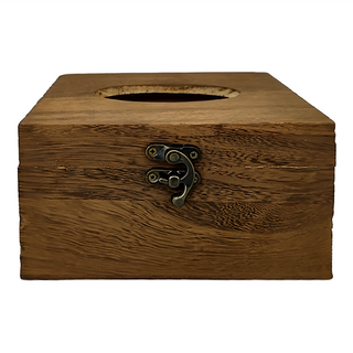 PUSH!居家生活用品 復古自然風紙巾盒, 燒銅木, 1個