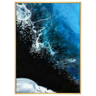 菠蘿選畫所 磅礴夜幕下的海掛畫 40 x 30cm 框 - 木色