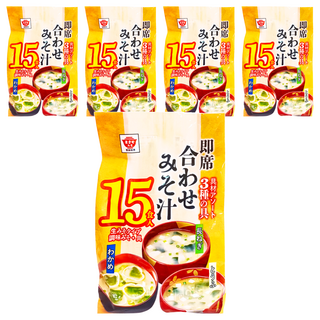 Masuya Miso 升屋 15食入綜合即食味噌湯 含3種食材：裙帶菜、豆腐和青蔥, 300g, 5袋