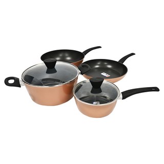 LocknLock 樂扣樂扣 IH鍋具組, 玫瑰金色, 28公分平底鍋 + 28公分炒鍋 + 18公分單柄湯鍋 + 24公分雙耳湯鍋, 1組