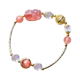 財神小舖 經典月光 草莓晶貔貅手鍊, SLP-2326, 13~15.5cm