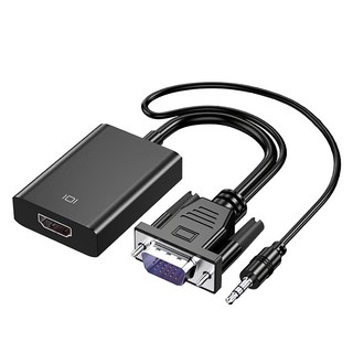 Neon 台灣霓虹 VGA公轉HDMI母 3.5mm音頻轉接線 鋁合金外殼 1920*1080分辨率, 1個