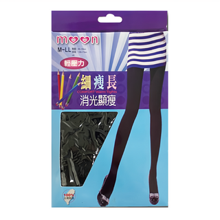 MOON 寶立昌 褲襪 顯瘦腳細長十分褲襪 輕壓力 台灣製 黑色, M~LL