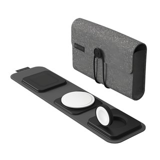mophie MfM 磁吸三合一無線旅行充電器 黑色 支援MagSafe磁吸無線充電, 1個