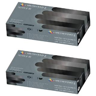 MEDIHAND 美恆 NBR手套 微粒止滑 厚款手套 黑色 5.5克 100支, S, 2盒