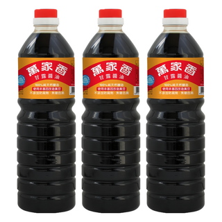 萬家香 甘露醬油 100%純天然釀造 使用非基因改造黃豆 不添加防腐劑、焦糖色素, 1L, 3瓶