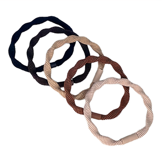 SCHÖN基本款螺旋皮筋組-5入, 簡約時尚髮圈, 多色髮飾組合, 1入, 黑色, 深咖, 棕色, 卡其, 米色