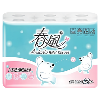春風 捲筒衛生紙 柔白印花 270張, 12捲, 1袋