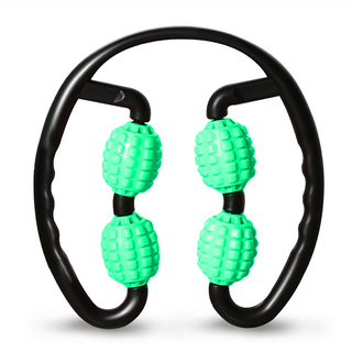 LEADER X 多功能環狀夾壓包覆 按摩紓壓瘦腿神器 螢光綠 腿部按摩/手臂按摩/腰部按摩, 1個, 22.5 x 25 x 5cm