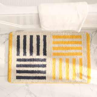 半島良品 家用浴室防滑毛絨吸水地墊 衛生間彩虹腳墊 廁所門地毯 廚房防滑地墊, 米黃色