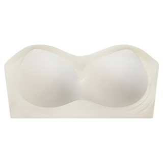 平口無肩帶內衣 尼龍萊卡布料 孕婦可穿 無痕舒適 不滑肩, L, 杏仁白
