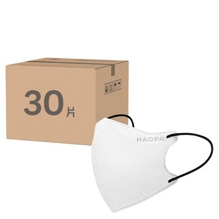 HAOFA N95立體醫療口罩 氣密型 M, 30片, 1個, 雪狐白