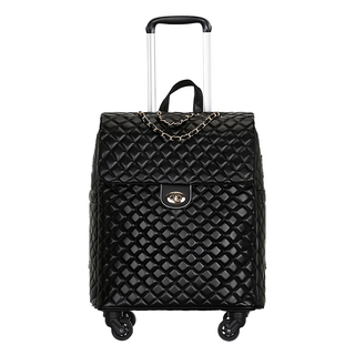 Well Life 悅生活 Gotrip微旅行 菱格紋我最型皮製拉桿行李袋 - 22吋, 黑色