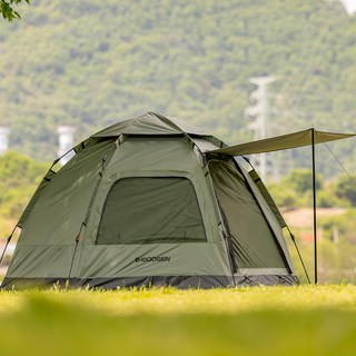 fast camp 快速營地 自動6 窗戶2 速開帳篷, 卡其色, 3-4人