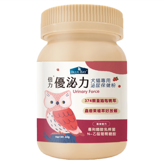 BLUE BAY 倍力 優泌力犬貓專用泌尿保健粉, 含蔓越莓精華, 專利嗜酸乳桿菌, 舒緩緊繃的泌尿道, 60g, 1罐