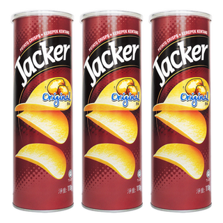 Jacker 傑可 洋芋片 原味 馬鈴薯黃金比例切片 金黃香酥, 110g, 3罐