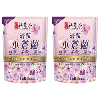 SOAPBERRY 古寶無患子 全新升級濃縮洗衣精補充包 小蒼蘭 香氛柔軟潔淨 雙倍99%天然來源成分, 1.6L, 2包