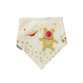 momster 純棉太空人圍兜 可愛造型 柔軟舒適 吸水性佳, 太空人 白色 + 黃色 + 藍色, 1入, 1件