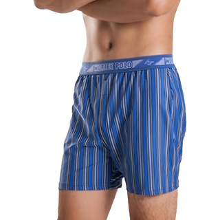 polo針織平口褲 舒適透氣 彈性褲頭 立體剪裁, 3L, 藍色, 1入