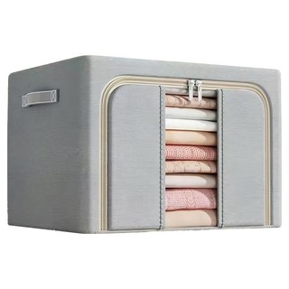 小麥購物 大容量透明大視窗衣物棉被收納箱 L2392 100L, 1個, 灰色